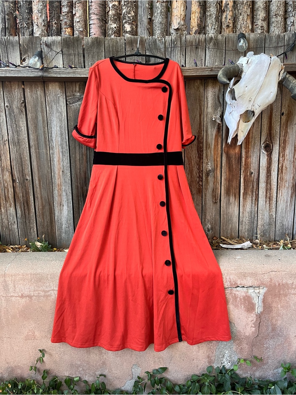 Mod Retro Orange Dress with Black Trim 1960s style